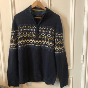 Men's Quarter Zip Fair Isle  Sweater